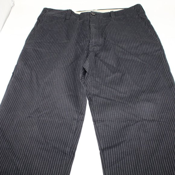 Banana Republic Wool Blend Men's 34x33 Black Pinstriped Straight Leg Dress Pants - Picture 3 of 9
